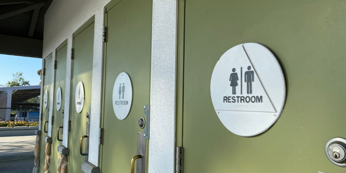 Bathrooms outside of a commercial building